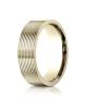 Yellow Gold Flat 7mm Comfort-Fit Satin-Finished with Threaded Pattern Design Band