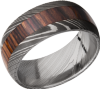 Handmade 9mm Damascus steel band with a 4mm inlay of Mexican Cocobolo hardwood