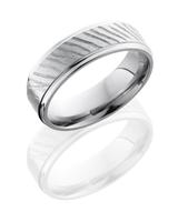 TITANIUM WEDDING RING WITH ANGLED GROOVES AND SATIN FINISH 7MM