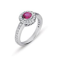 Ruby and Diamond  Halo Ring