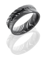 DAMASCUS STEEL WEDDING RING WITH GROOVE IN CENTER AND ACID FINISH 7MM