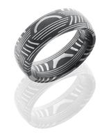 DAMASCUS STEEL WEDDING RING WITH BASKET PATTERN AND ACID FINISH 8MM