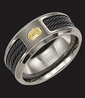 TITANIUM WEDDING RING WITH NITINOL CABLE AND 18K YELLOW GOLD 8.7MM