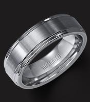 TUNGSTEN CARBIDE SATIN FINISH WITH BRIGHT GROOVED EDGES 7MM
