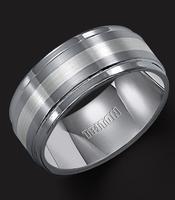 TUNGSTEN CARBIDE WITH 18KT PLATINUM INLAY AND SATIN FINISH 9MM