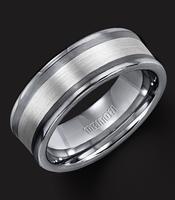 TUNGSTEN CARBIDE WITH STERLING SILVER INLAY 8MM