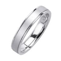 4.5MM 14K GOLD WEDDING RING SATIN CENTER BRIGHT EDGES WITH A FLAT PROFILE