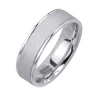 6.5MM 14K GOLD WEDDING RING WITH SAND BLAST FINISH BRIGHT EDGES AND FLAT PROFILE