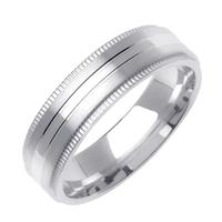 6MM 14K GOLD WEDDING RING SATIN FINISH WITH BRIGHT CUT LINES IN CENTER