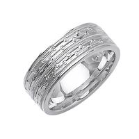6MM 14K GOLD WEDDING RING WITH BRIGHT CUT SCATTERED MINI CIRCLES AND ROWS OF MILLGRAIN