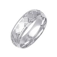 7MM 14K GOLD WEDDING RING WITH BOLD BRIGHT CUT TILTED SQUARES