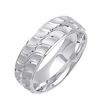 7MM 14K GOLD WEDDING RING SATIN WITH TWO ROWS OF DIMPLED BRIGHT CUT DESIGN