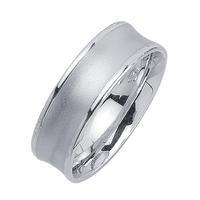 7MM 14K GOLD WEDDING RING CONCAVE SHAPE SATIN CENTER WITH BRIGHT EDGES