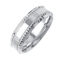 7MM 14K GOLD WEDDING RING BRIGHT WITH NOTCHED DESIGN AND BEVELED EDGES