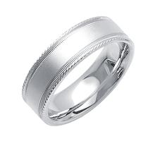 7MM 14K GOLD WEDDING RING SATIN WITH ROPE DESIGN ON EDGES