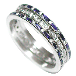 SAPPHIRE , DIAMOND VINTAGE, STACKED RINGS