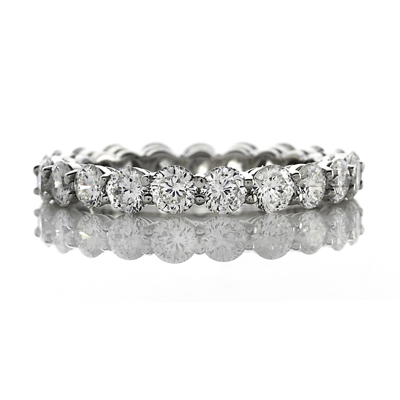 SHARED PRONG HAND MADE ETERNITY BAND GOLD OR PLATINUM 2.5 CARATS