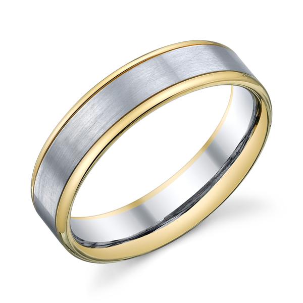 FLAT WEDDING RING TWO COLORS WITH SATIN CENTER AND BRIGHT EDGES 55MM
