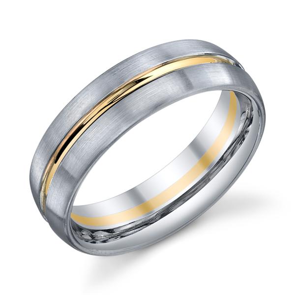 WEDDING RING WITH WHITE SATIN FINISH AND BRIGHT YELLOW CENTER 65MM