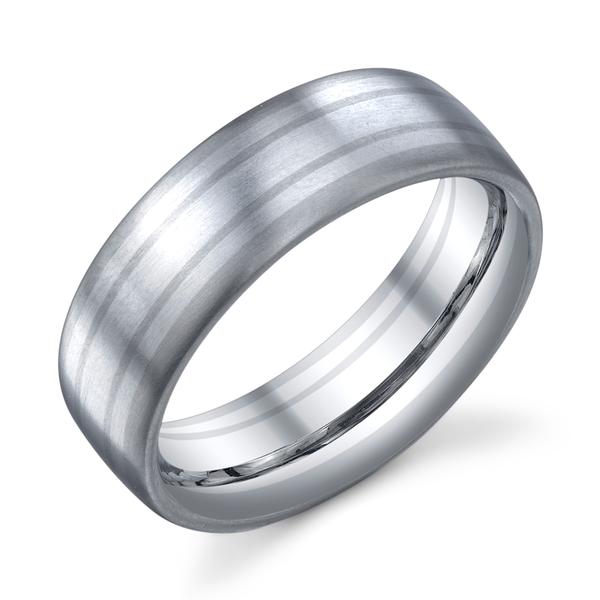 WEDDING RING TWO TONES OF GRAY SATIN FINISH AND COMFORT FIT 75MM
