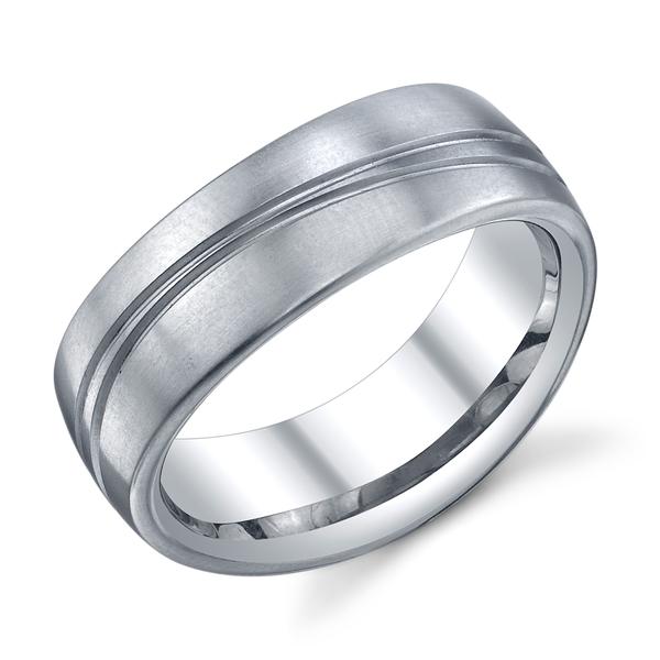 SATIN FINISH WEDDING RING WITH TWO CURVED GROOVES 75MM