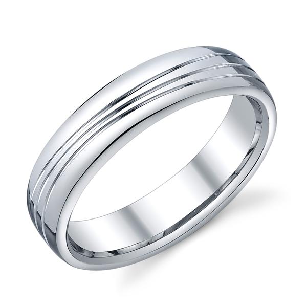 WEDDING RING BRIGHT POLISH GROOVED DESIGN COMFORT FIT 55MM