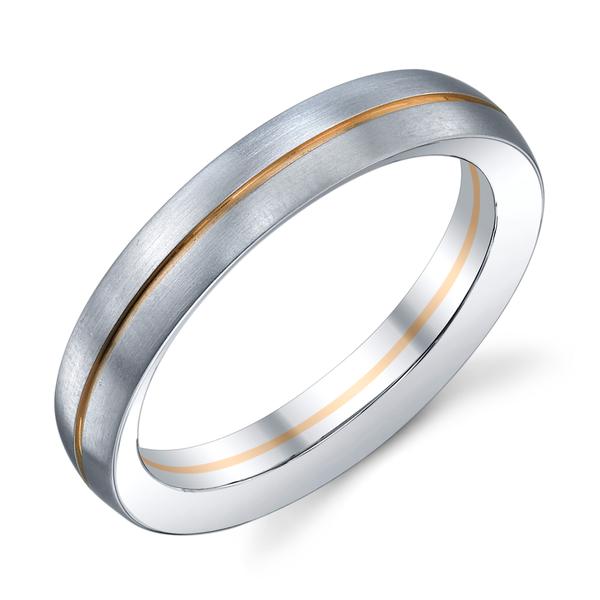 WEDDING RING SATIN FINISH WITH ROSE GOLD ACCENT 45MM