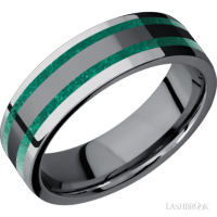 Tantalum band with two 1 mm Centered inlays of Malachite.