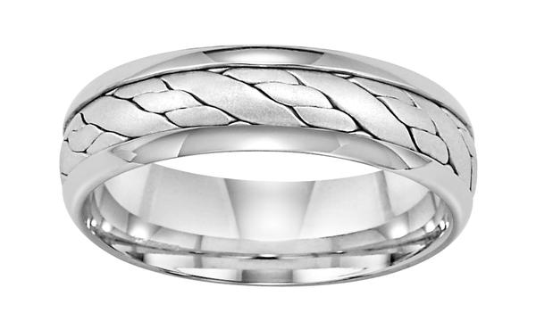 14KT WEDDING RING WITH SATIN FINISH CENTER BRAID AND BRIGHT EDGES 65MM