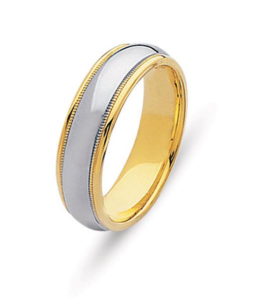 14KT WEDDING RING TWO COLORS WITH CLASSIC DOME