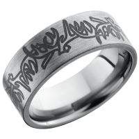 Titanium 8mm flat band with a laser-carved antler pattern