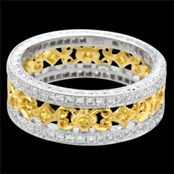 18K GOLD WEDDING RING SET WITH YELLOW SAPPHIRES AND DIAMONDS 68MM