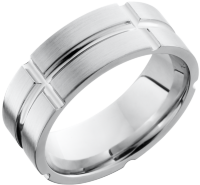 Cobalt chrome 8mm flat band with segmented detail