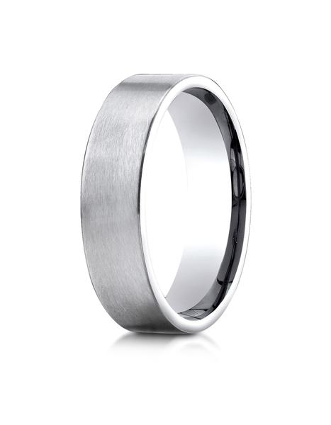 White Gold Comfort-Fit Satin-Finished Flat Profile Band