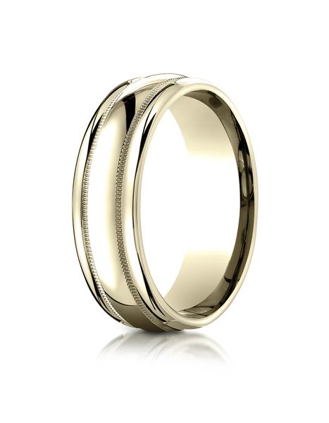 Yellow Gold 75mm Comfort-Fit Millgrain high polish carved Design Band