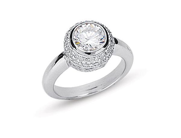 Diamond Engagement Ring WITH TUBULAR BEZEL COVERED IN DIAMONDS
