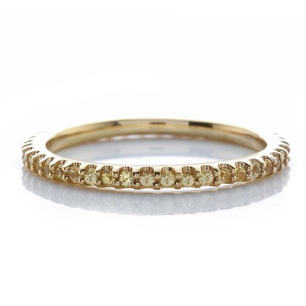 YELLOW GOLD U CUT SET ETERNITY BAND WITH YELLOW SAPPHIRES