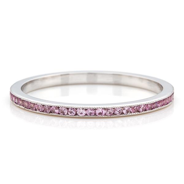WHITE GOLD MINI CHANNEL SETTING WITH PINK SAPPHIRES