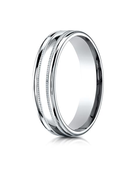 White Gold 4mm Comfort-Fit High Polished finish with a round edge and millgrain