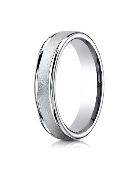 White Gold 4mm Comfort-Fit Wired-Finished High Polished Round Edge