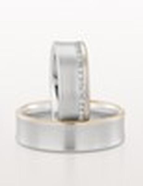 WEDDING RING PALLADIUM WITH ROSE GOLD AND DIAMONDS 65MM - RING ON TOP