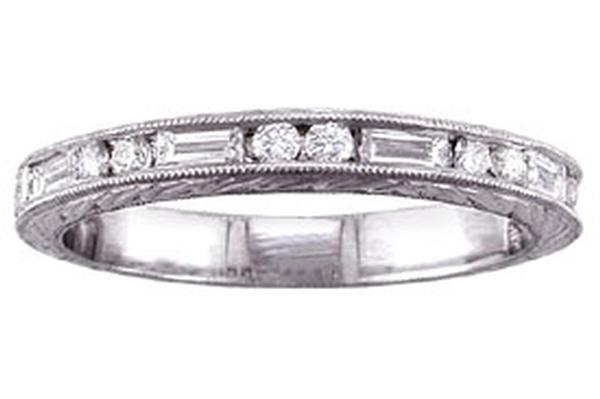 BAGUETTE AND ROUND DIAMONDS CHANNEL SET BAND GOLD OR PLATINUM 23MM