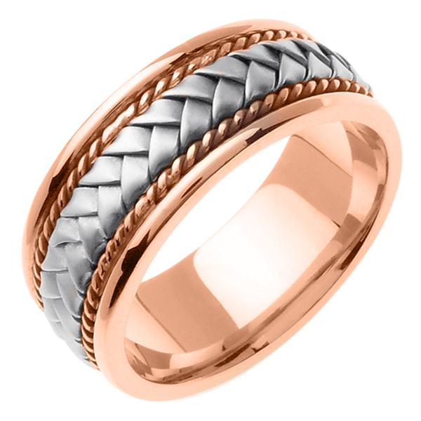 14KT WEDDING RING WHITE AND ROSE GOLD WITH FLAT BRAID 85MM