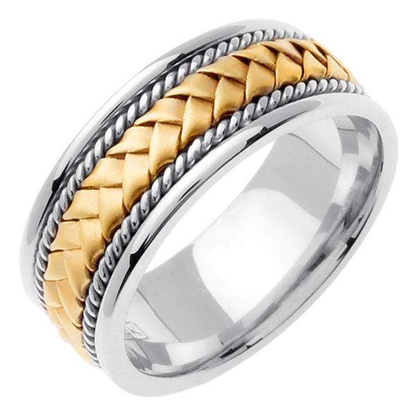 14KT WEDDING RING WHITE GOLD WITH YELLOW BRAID 85MM