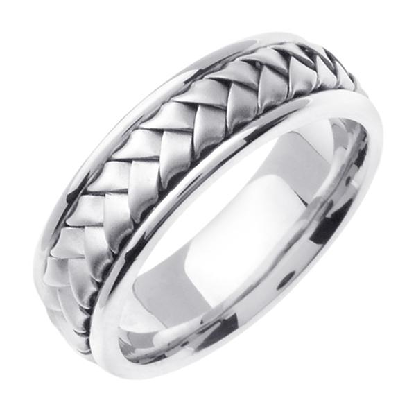14KT WEDDING RING WHITE GOLD WITH FLAT BRAID 7MM