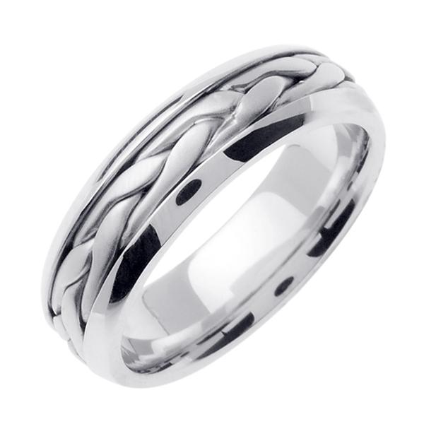 14KT WEDDING RING WHITE GOLD WITH BRAID 7MM