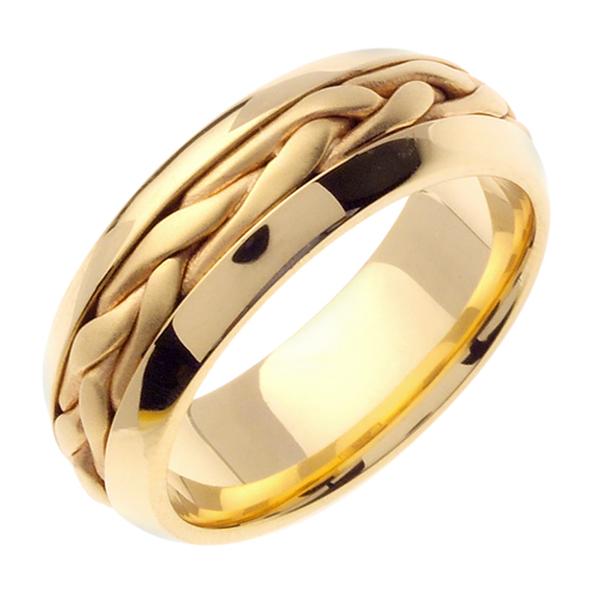 14KT WEDDING RING WHITE WITH YELLOW BRAID 7MM
