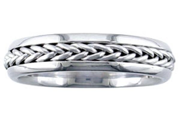 14KT WEDDING RING WITH HAND MADE SATIN FINISH BRAID 55MM