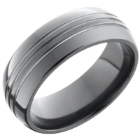 Zirconium 8mm domed band with 3, 5mm grooves