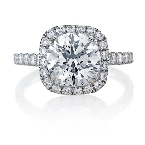 MICROPAVE ENGAGEMENT RING, ROUND CENTER, CUSHION HALO